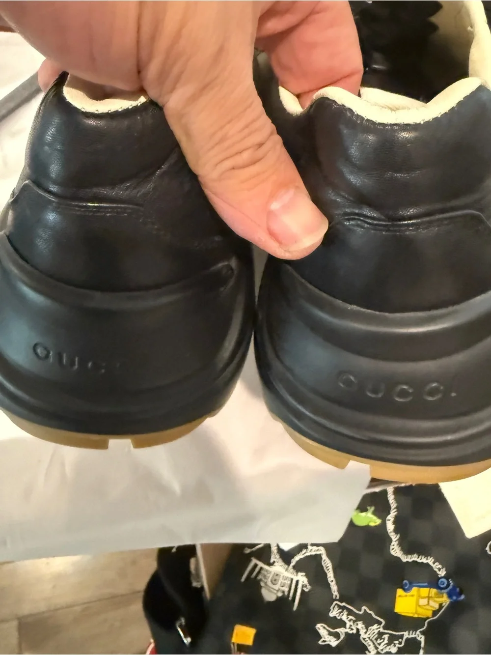 Gucci Black Leather Sneakers with Cream Lining